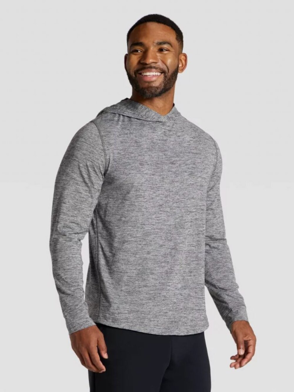 All In Motion Menʼs Stretch Grey Hooded Athletic Top (XL)